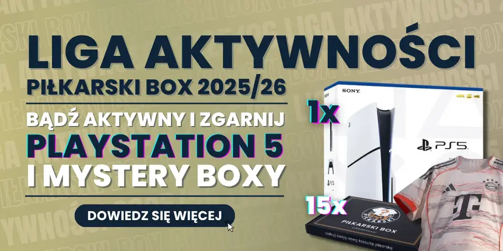 Baner promujący Liga Aktywności Piłkarski Box 2025/26 – do wygrania PlayStation 5 i Mystery Boxy